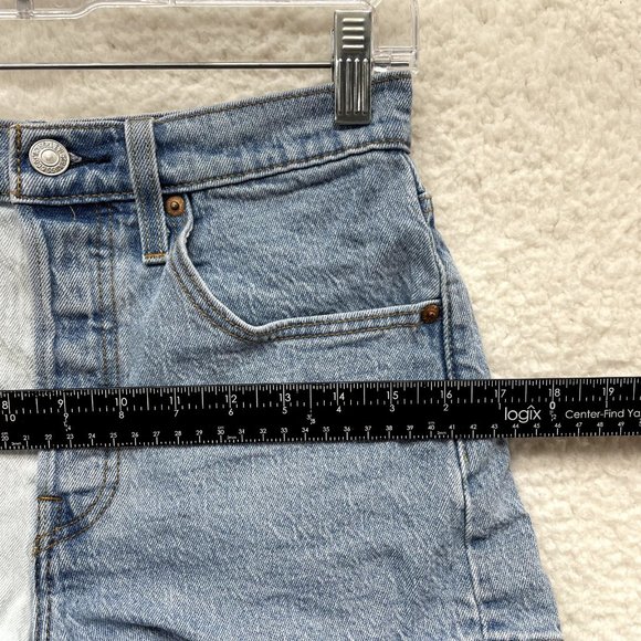 Levi's 501 Denim Shorts Womens 6 27 Two Tone Split Dye Mid Rise Button Fly - Picture 7 of 11